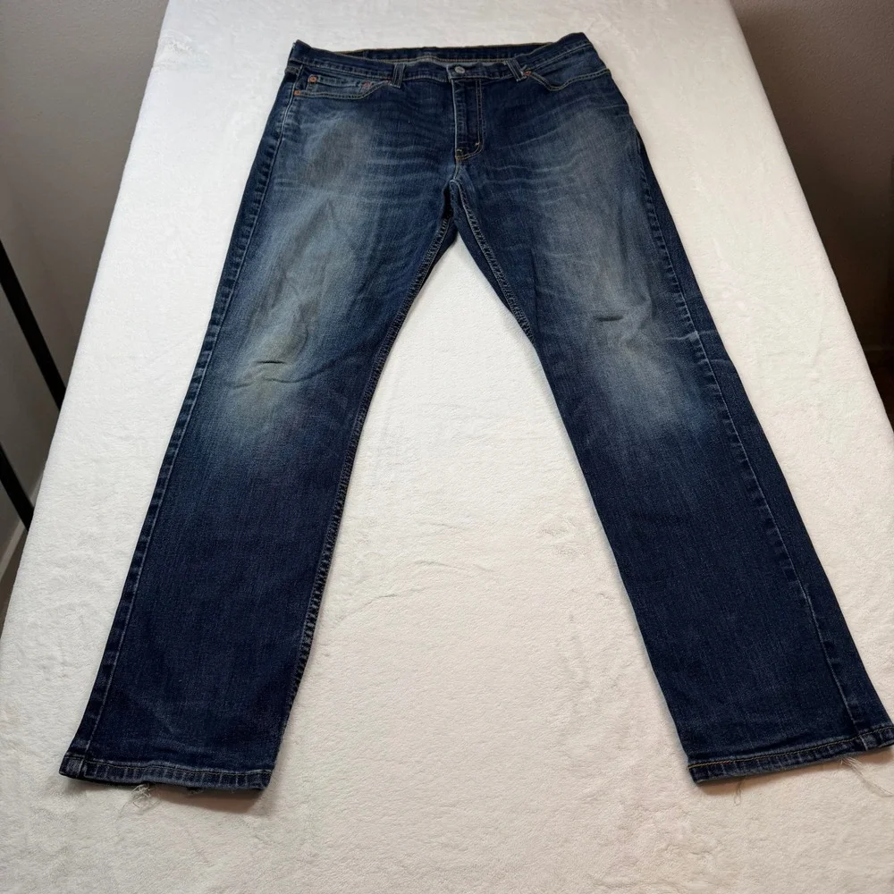 Levis 511 Slim Fit Jeans Mens 36x32‎ Blue Good Dark Wash Distressed 04511-1390